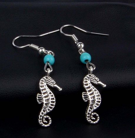 Cercei Bohemia argintii - calut de mare, bufnita, turn Eiffel