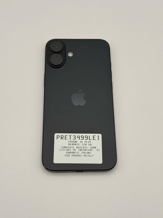 MAGAZIN VINDEM IPHONE : Iphone 16 Plus | 128 gb | black |  Garantie  24 luni