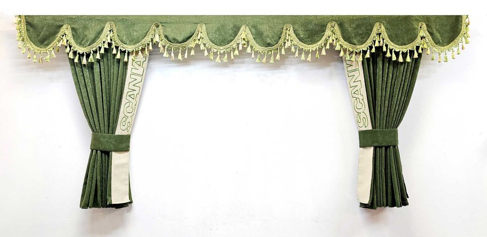 Зелени пердета за камиони SCANIA комплект с кукички тип холандско чело