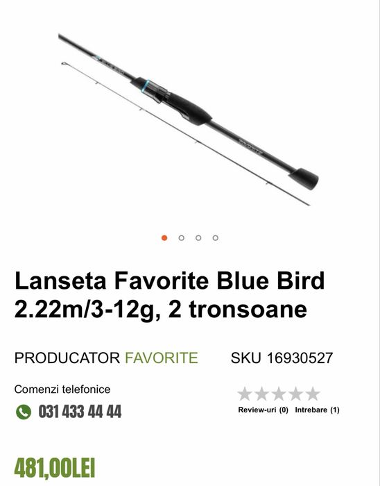 Lanseta Favorite Blue Bird 2.22m/3-12g, 2 tronsoane