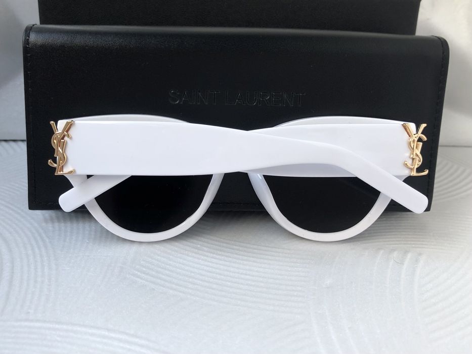 Бели дамски слънчеви очила котка