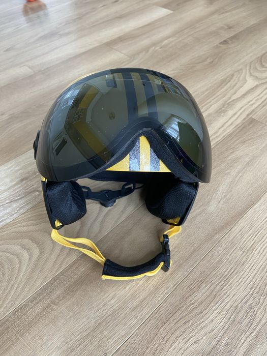 Детска ски каска с маска жълта WEDZE, размер XS 48-52 см