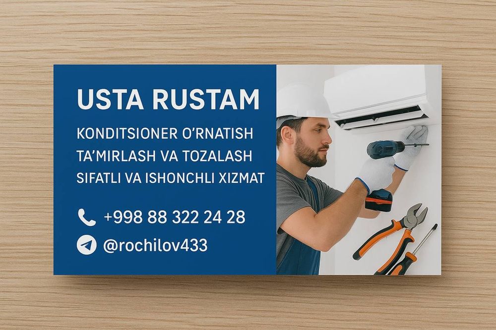 Kondetsaner ustanovka tozzalash kuchirish xizmati