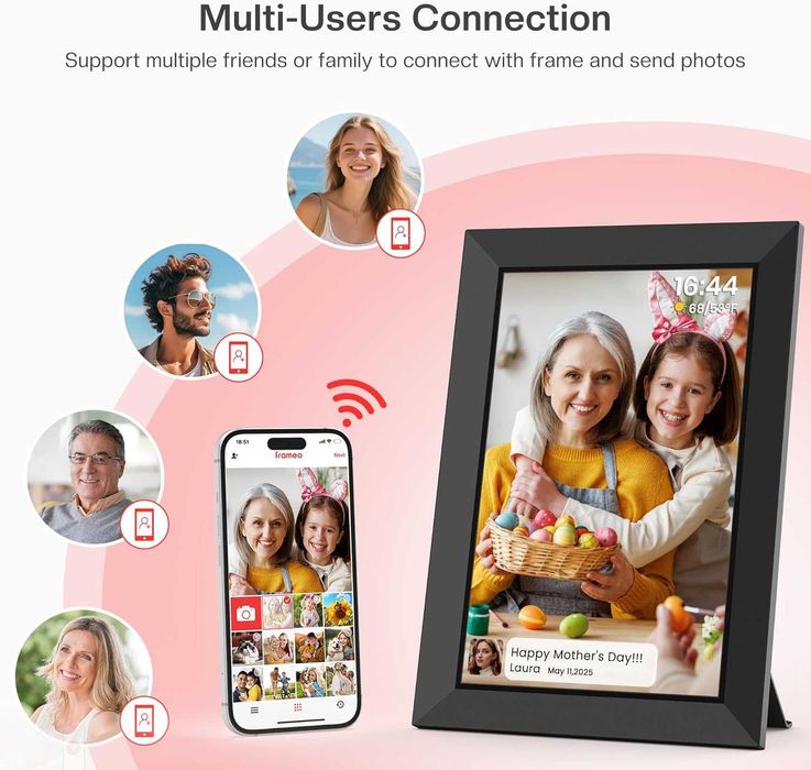 Frameo 10.1" Смарт дигитална фоторамка – WiFi, Touch Screen 32GB памет