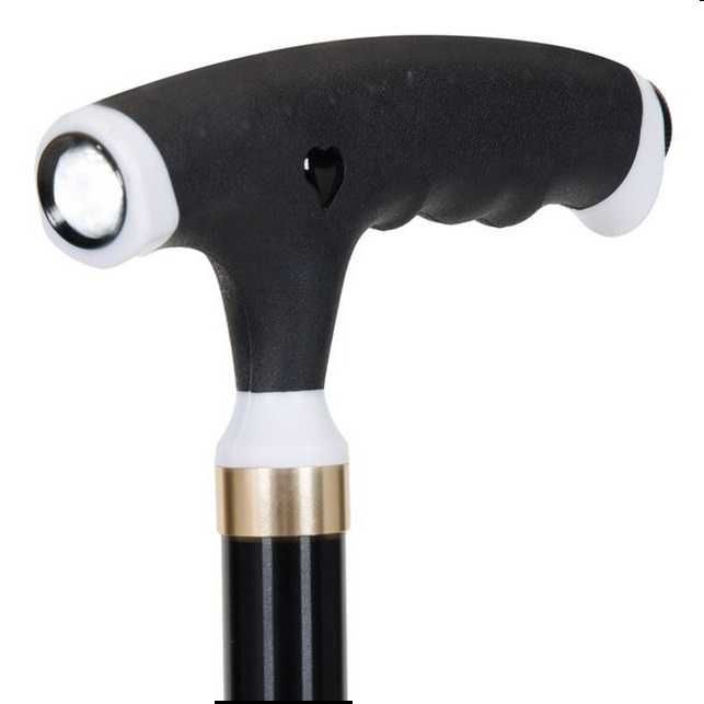 Бастун с фенерче, Сгъваем със светлина, алуминиев, 4 крачета