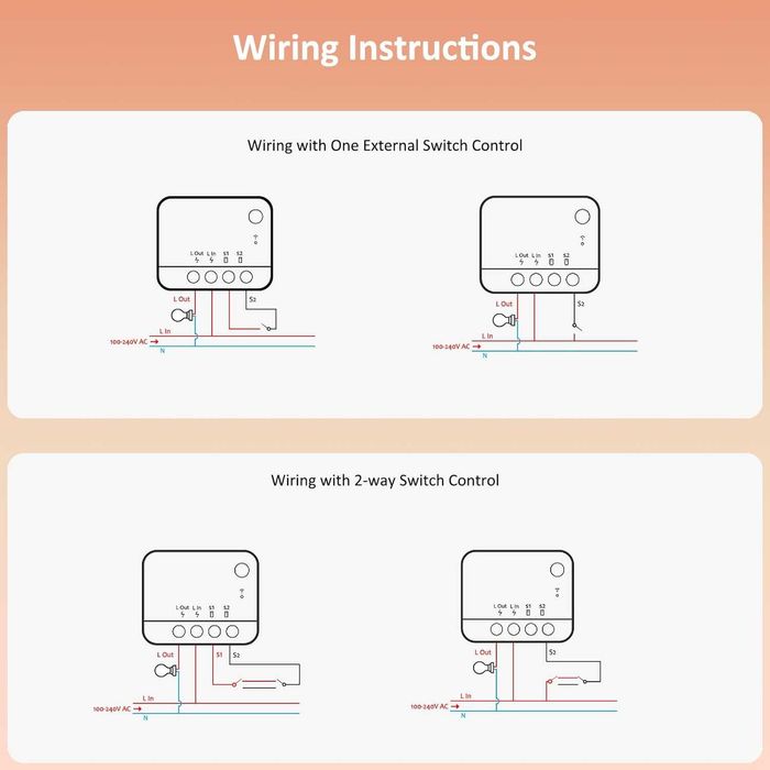 Smart Switch Съвместим с Alexa, Google Home, Home Assistant