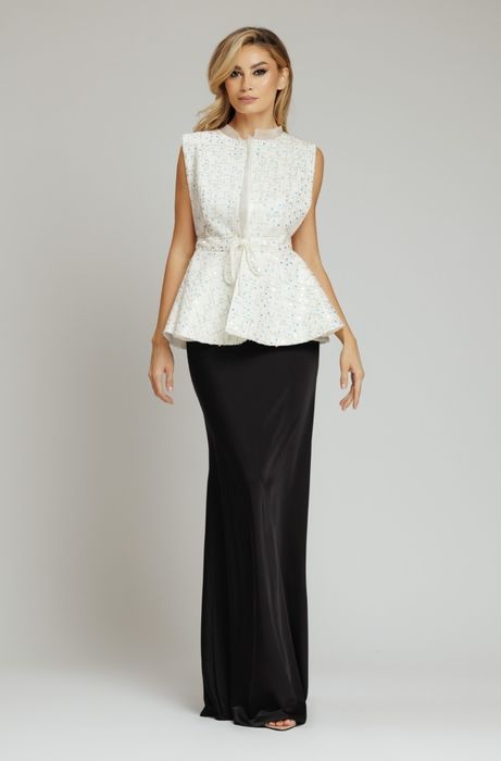 Vestă/Top paiete Concept a Trois, scurtă, cambrată, cu șiret în talie