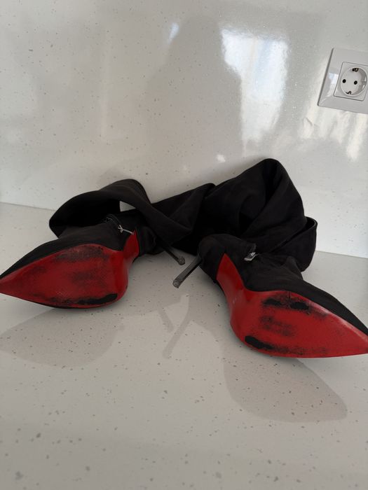 Велурени дълги черни чизми Avva Collection