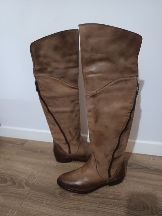Cizme lungi dama, piele cobra, maro, 36