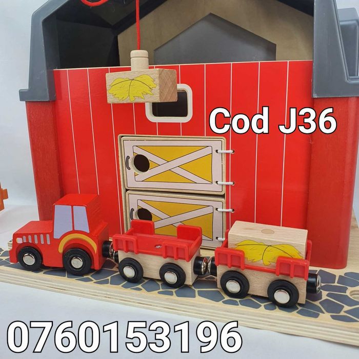 Ferma pt animale din lemn cu accesorii si animale- 19 accesorii- J36