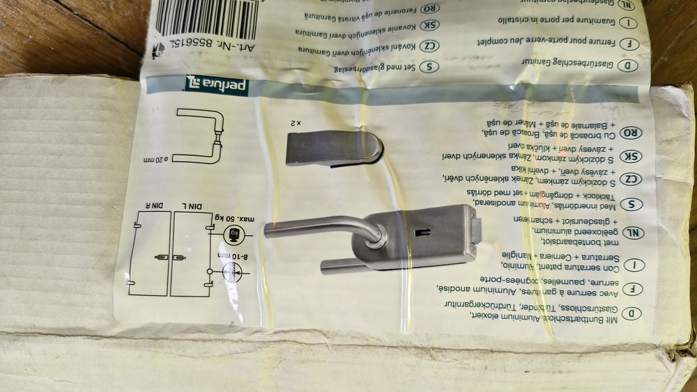 Maner/Clante pentru usi de sticla cu broasca si balamale.