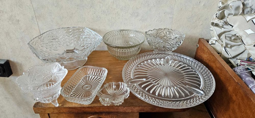кристални стъклени купи,чинии, подноси фруктиери, бонбониери