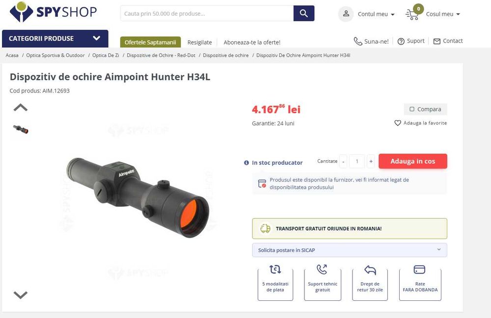Aimpoint Hunter H34L (Red dot, Pulsar, Termoviziune, Luneta)