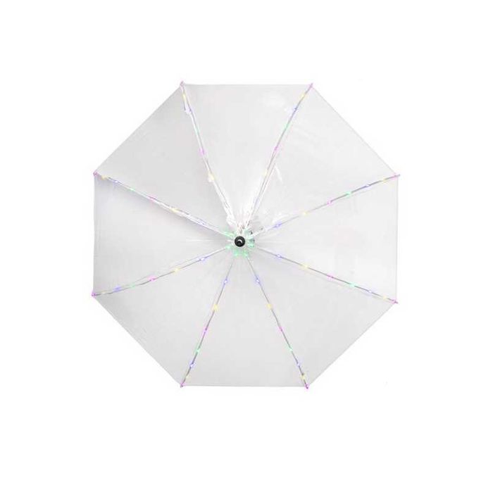 Автоматичен прозрачен чадър за дъжд с LED осветление и фенерче, 82см.