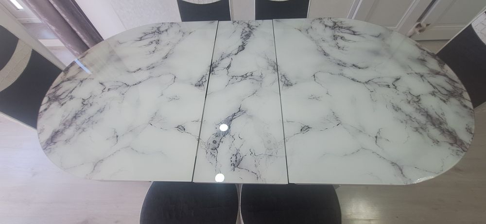 Стол + 6 стульев (мрамор, 170 см)