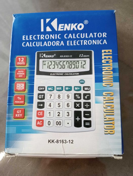 Электронный калькулятор Kenko модели KK-8163-12 в упаковке