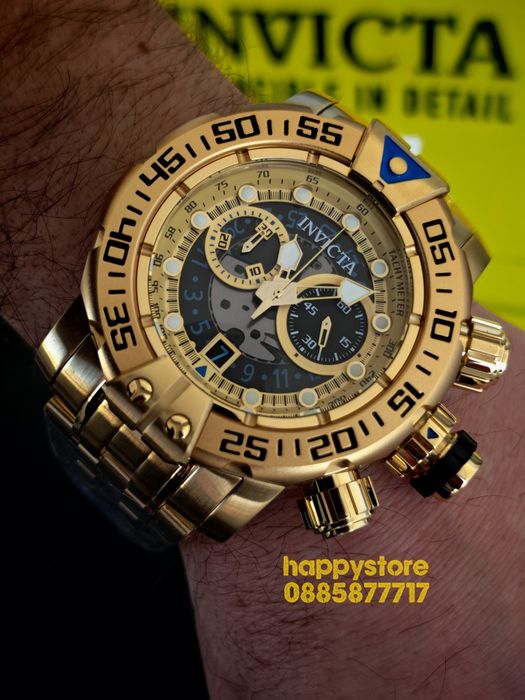 INVICTA Foxhound full metal Gold 57 mm, Инвикта нов ръчен часовник