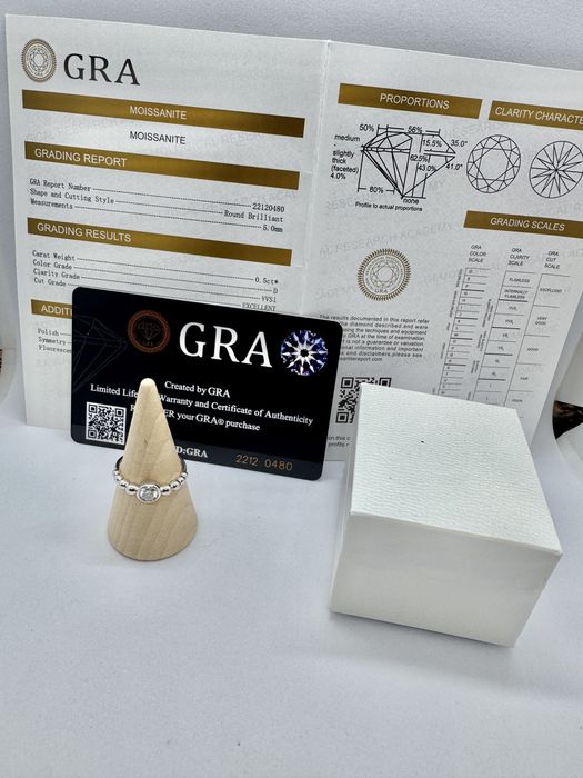 Сребърен пръстен с мойсанит (Диамант) 0.5 карата