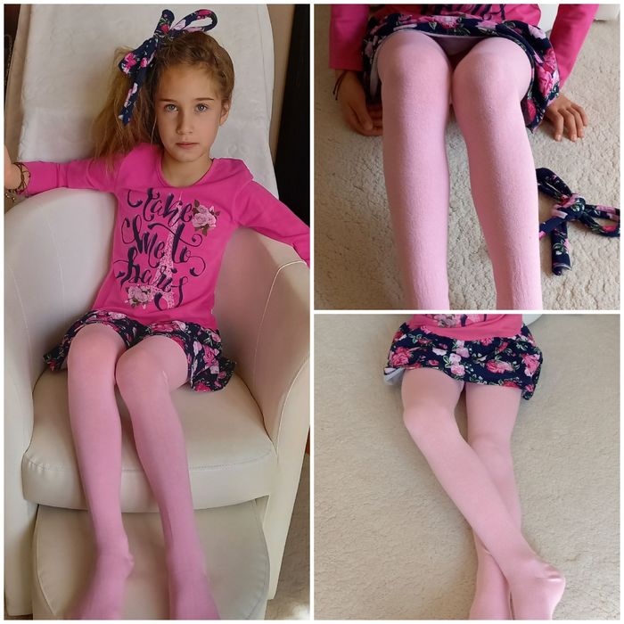 Нови детски памучни български едноцветни чорапогащници