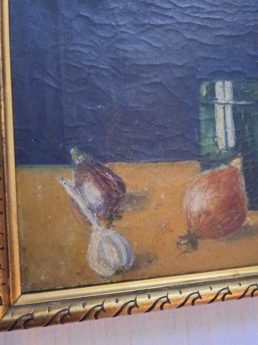 tablou vechi romanesc pictura pe panza 45/30 cm