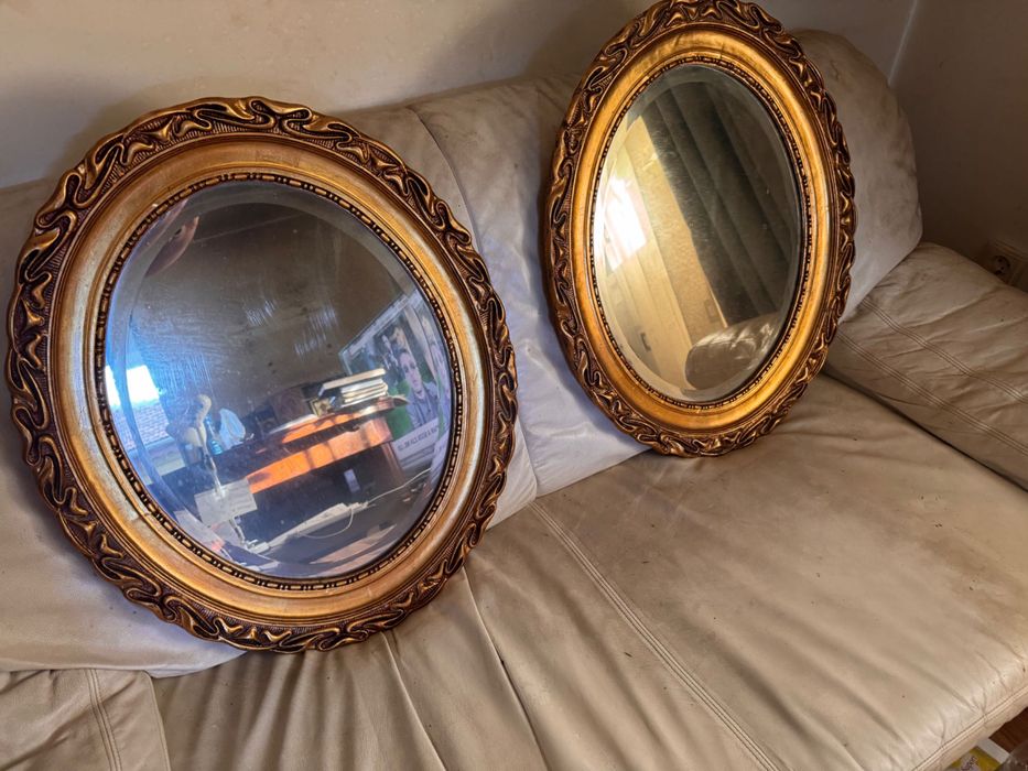 SUPERBE !!!-Set DOUA OGLIZI VENETIENE Stil Baroc Rococo-Vechime Peste 110 ANI cu FOITA de AUR de 24K