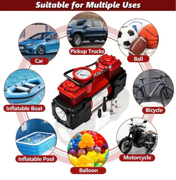 Мощен двубутален компресор с Лед лампа 12V / 85Л-мин-5050