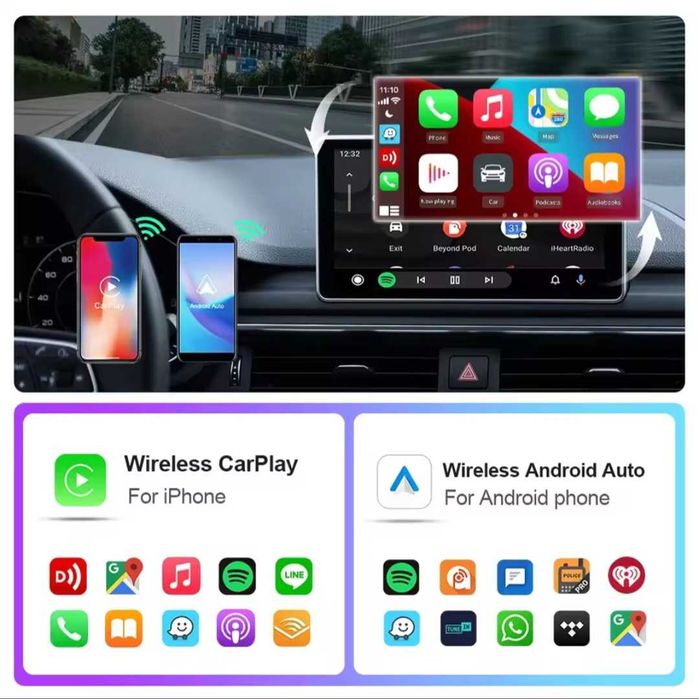 Adaptor USB CarPlay & Android Auto Wireless Dongle Plug & Play
