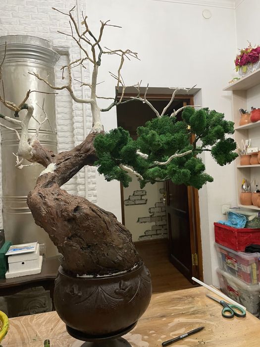 Бонсай искуственный  с натуральными растениями.