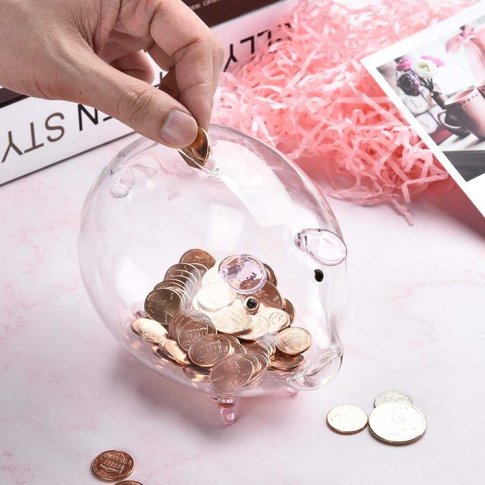 Pusculita din Sticla Transparenta pentru Copii si Adulti 12.5x18x12cm