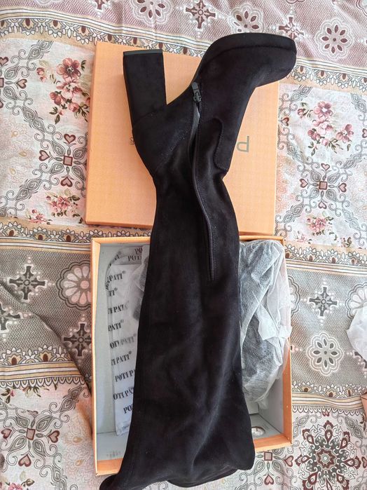 Cizme lungi imitație piele intoarsa