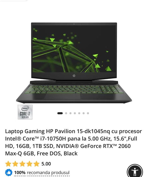 Laptop Gaming HP Pavilion i7/RTX 2060/16GB RAM / 1TB SSD + Windows 11