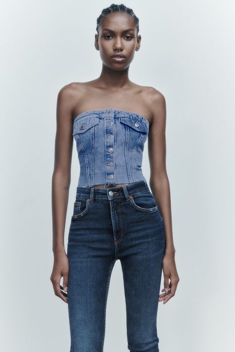 ZARA слим дънки с висока талия НОВИ