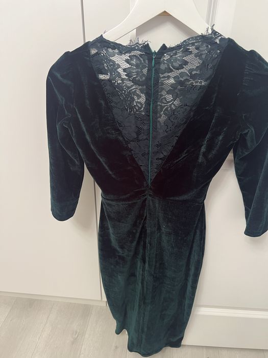 Rochie din catifea verde smarald Miss Grey, marimea 34