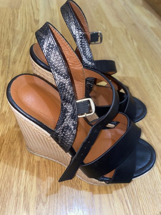 Sandale damă cu platformă / wedge, negre, elegante, mărimea 36