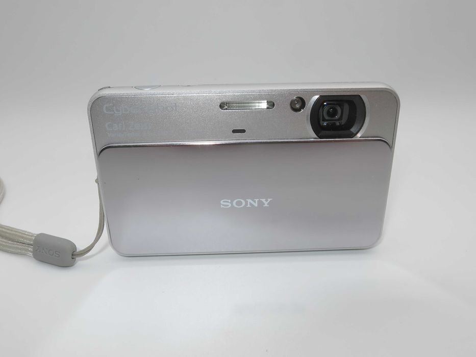 Sony Cyber-Shot DSC T110 ултра компактен и тънък цифров фотоапарат, сребърна дигитална камера с тъч скин, 16MP, пълен комплект в отлично състояние