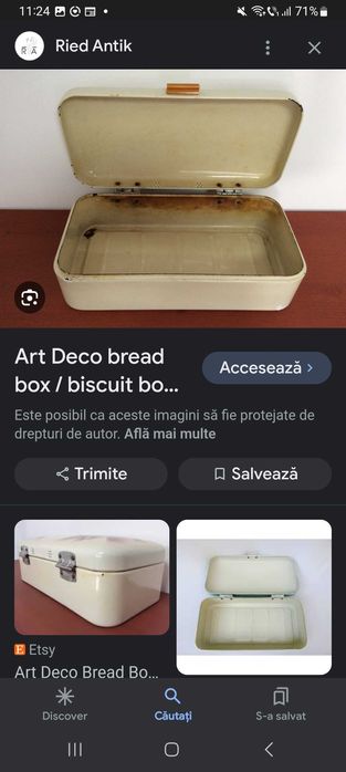 Cutie Veche Pentru Paine,Art Deco, Emailata,Anii ''30