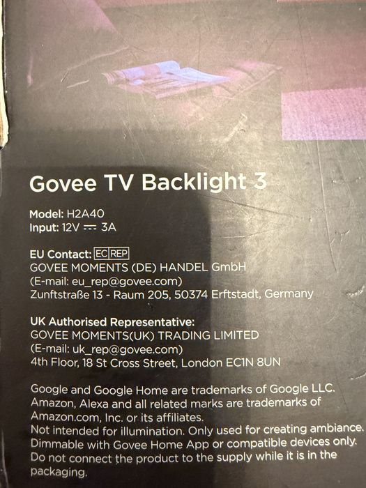 Govee TV Backlight 3 Ambilight 55-65 inch (H2A40) - RGBW, Matter, Sync Camera, Nou