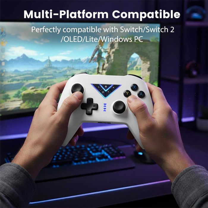 Безжичен Bluetooth геймпад/джойстик за Nintendo Switch/PC–RGB,жироскоп