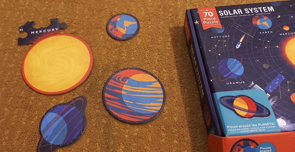 Puzzle Sistemul Solar,Planete - 70 piese mari carton, 5-9 ani, 59x42cm