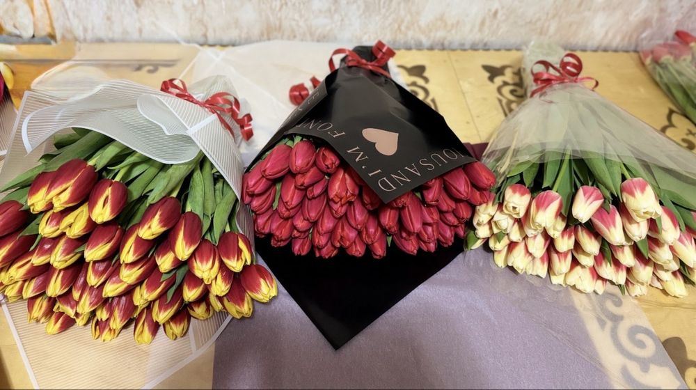 Букеты тюльпанов до 51шт