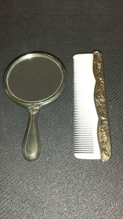 Set obiecte de toaleta Vintage, Silver plated, stil Art Nouveau