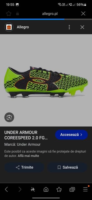Adidas Under Armour Corespeed 2.0 original 40 ghete fotbal crampoane