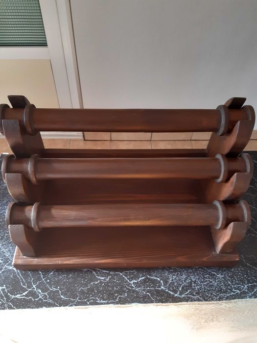 Suport din lemn masiv cu 3 suporturi, lung 50 cm si 4,3 kg