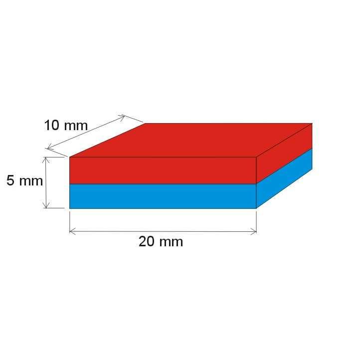 Неодимов МАГНИТ 20x10x5 mm N52, magnit neodimov