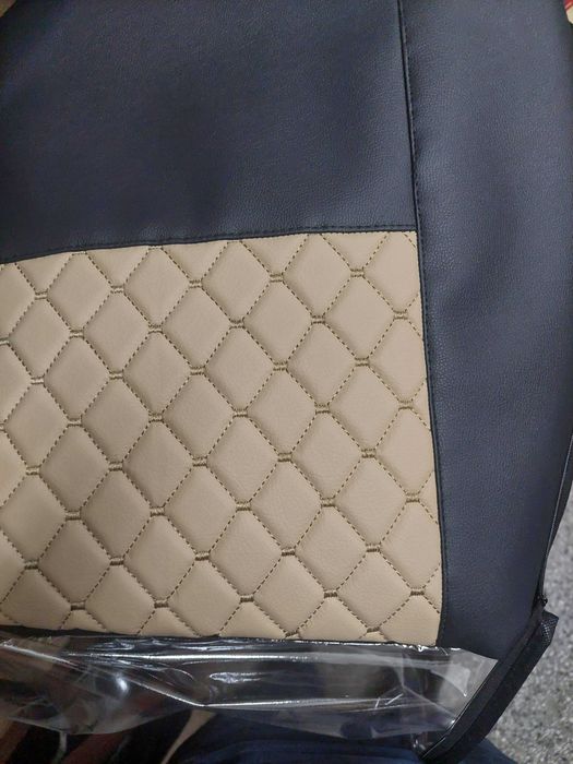 Тапицерия за БУС Рено Трафик 2001-13, от КОЖА, 2+1, черно+бежово