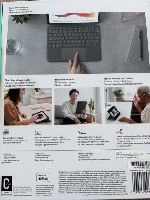 Калъф с клавиатура Logitech combo touch ipad air 4 &5 generation