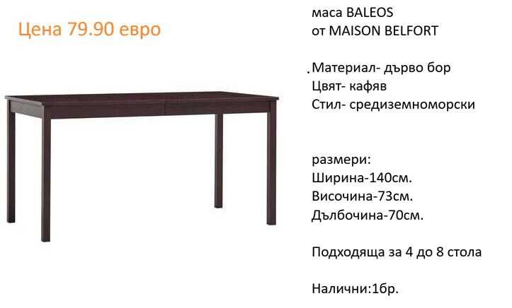 РАЗЧИСТВАМЕ СКЛАДА Тотална Разпродажба  трапезни и бар маси различни модели на цена от 69.90 евро