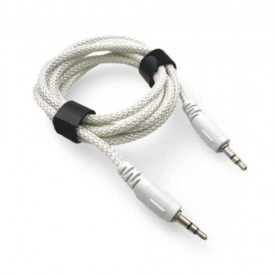 Кабел стерео жак мъжко-мъжко AUX-5 кабел за музика 1M - Бял