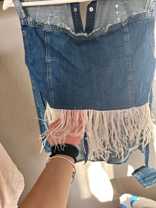 Djofra-дънкова риза с пера