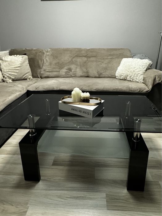 Стъклена холна маса – черно стъкло, отлично състояние